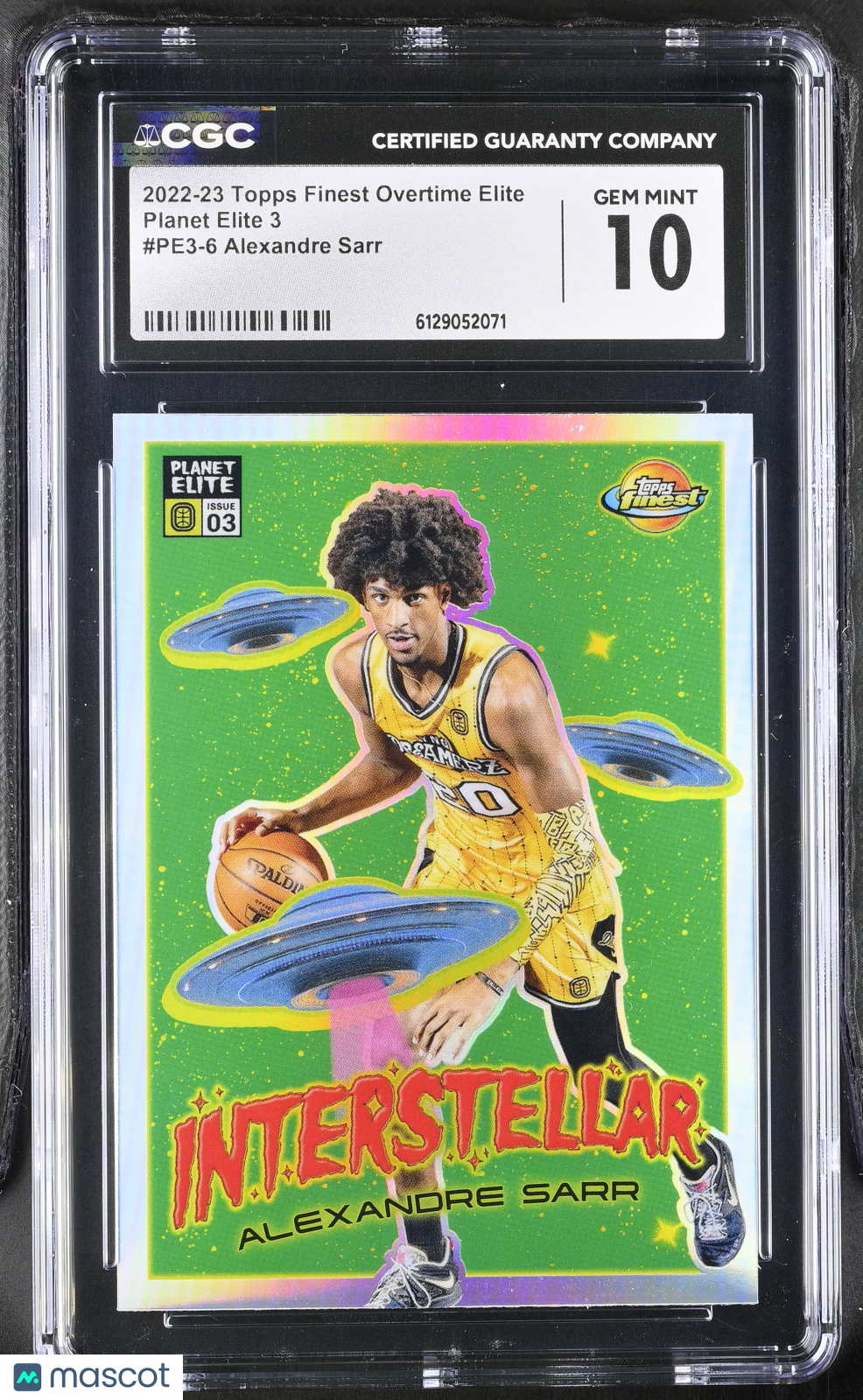 2022-23 Topps Finest Overtime Elite Alexandre Sarr Rookie Planet Elite 3 CGC 10