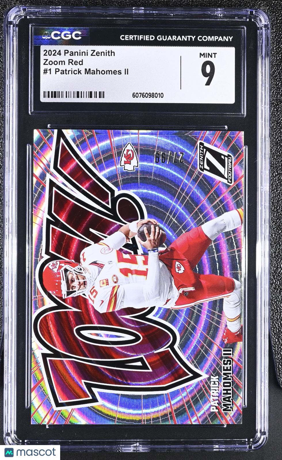 2024 Panini Zenith Patrick Mahomes II /99 Zoom Red #1 CGC 9 Kansas City Chiefs