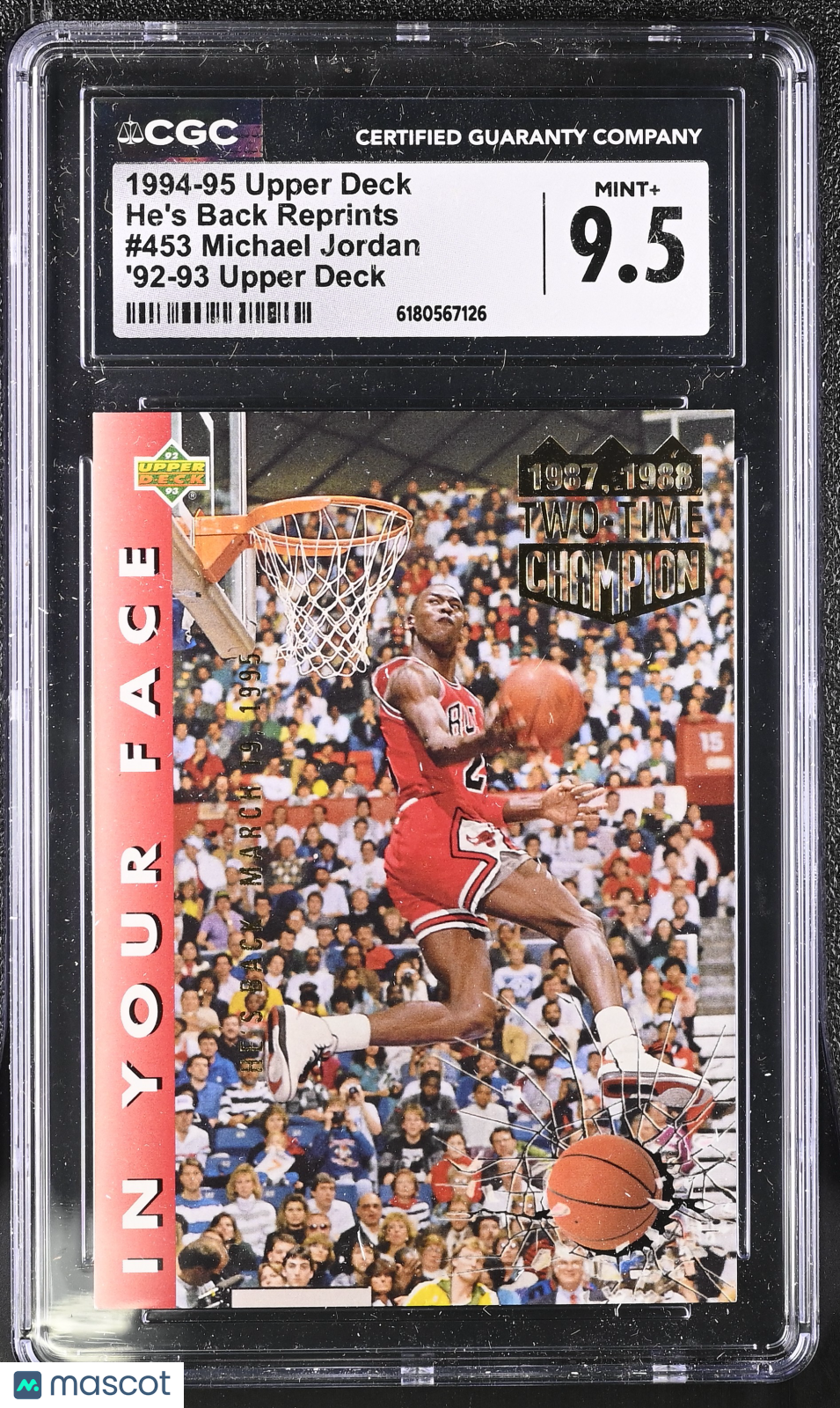 1994-95 Upper Deck Michael Jordan '92-93 Reprints #453 CGC 9.5 Bulls