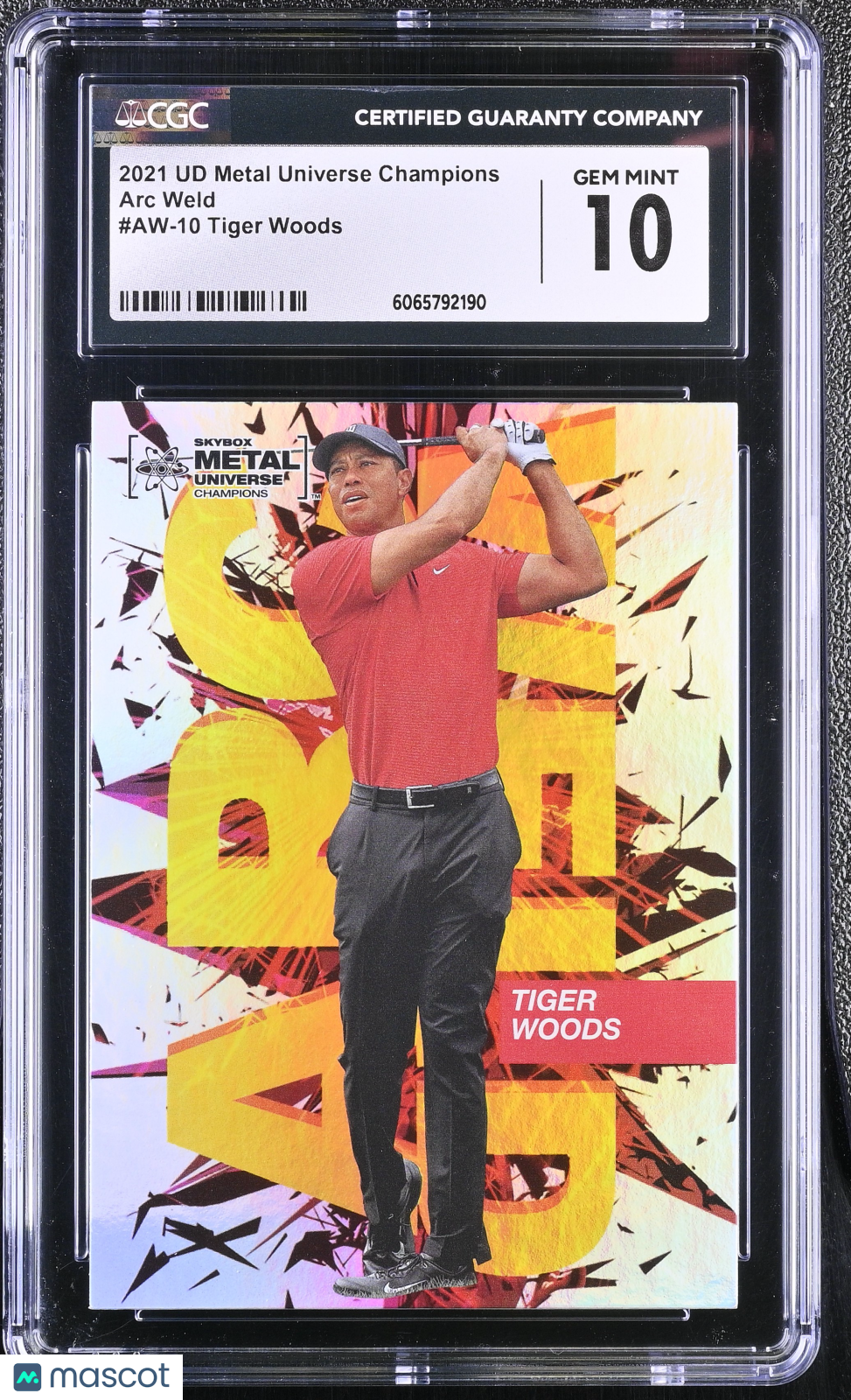 2021 UD Metal Universe Champions Tiger Woods Arc Weld #AW-10 CGC 10