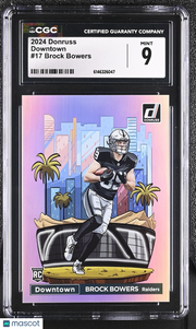2024 Donruss Brock Bowers Rookie Downtown #17 CGC 9 Las Vegas Raiders