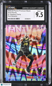 2023-24 Hoops Premium Stock Stephen Curry Red Seismic /199 Anti Gravity CGC 9.5