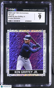 2025 Leaf 15th Anniversary Ken Griffey Jr Purple Shimmer /7 '48 CGC 9 Mariners