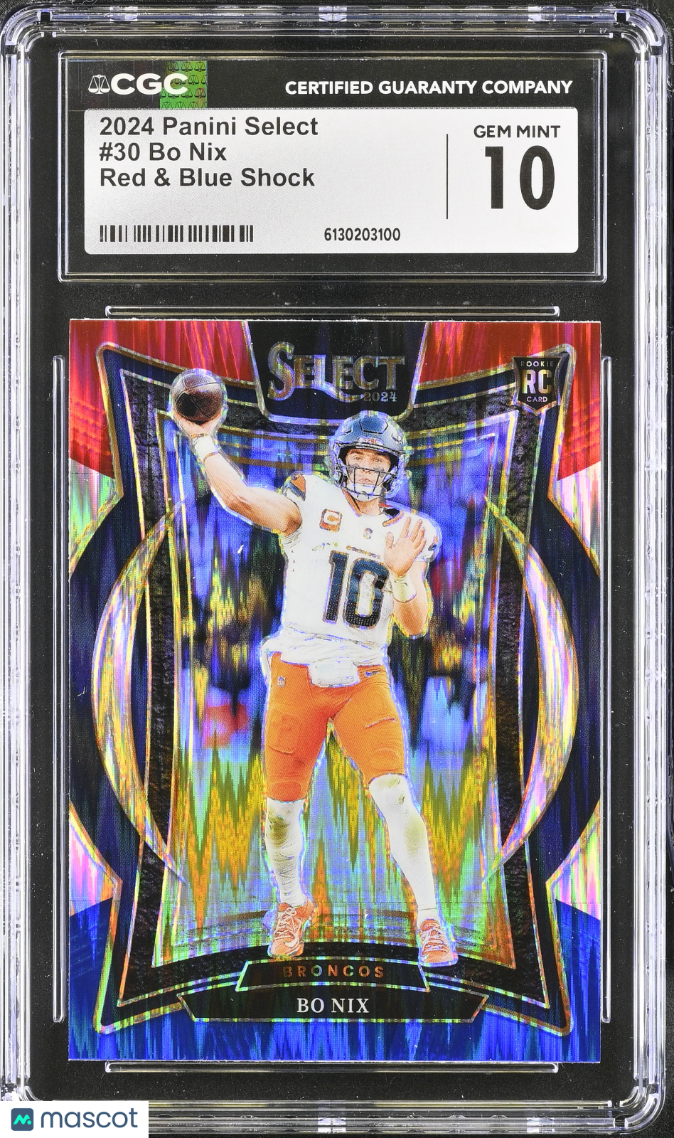 2024 Panini Select Bo Nix Red & Blue Shock Rookie #30 CGC 10 Denver Broncos