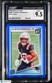 2025 Donruss Optic TreVeyon Henderson Blue Hyper Rookie #248 CGC 9.5 Giants