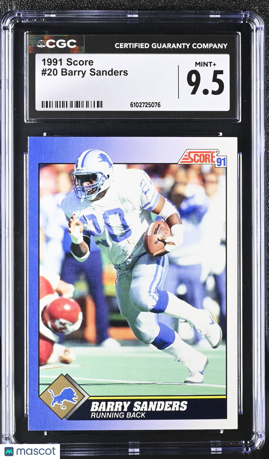 1991 Score Barry Sanders #20 CGC 9.5 Detroit Lions
