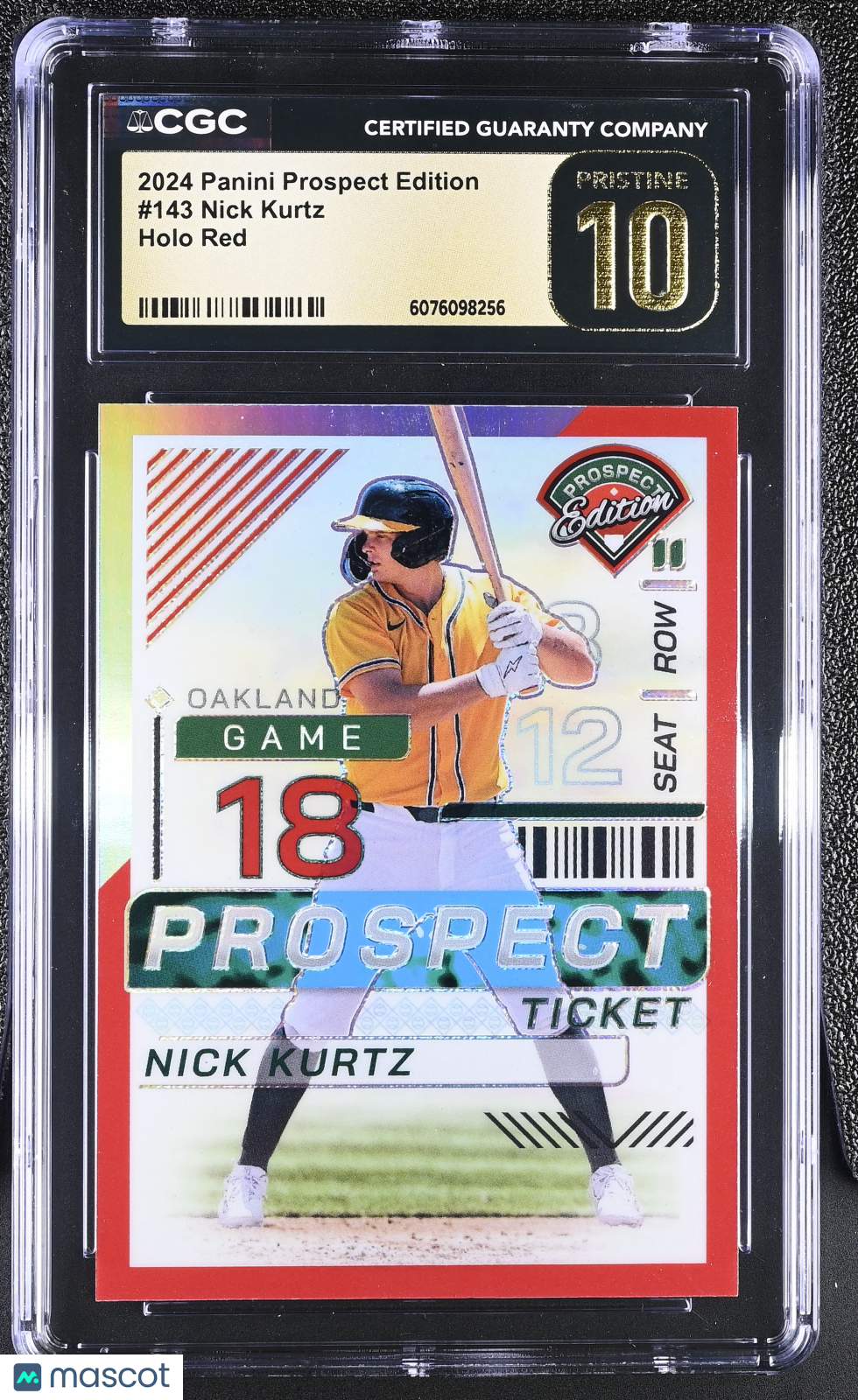2024 Panini Prospect Edition Nick Kurtz Holo Red /199 Rookie 143 CGC 10 Pristine