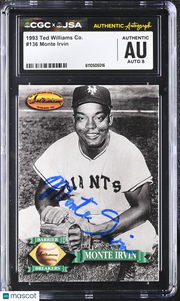 1993 Williams Monte Irvin Auto Autograph #136 CGC Authentic JSA New York Giants