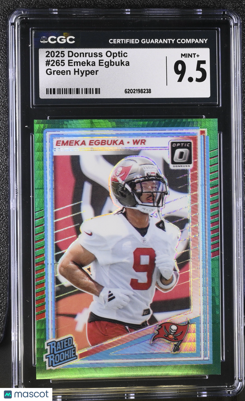2025 Donruss Optic Emeka Egbuka Green Hyper Rookie #265 CGC 9.5 Buccaneers