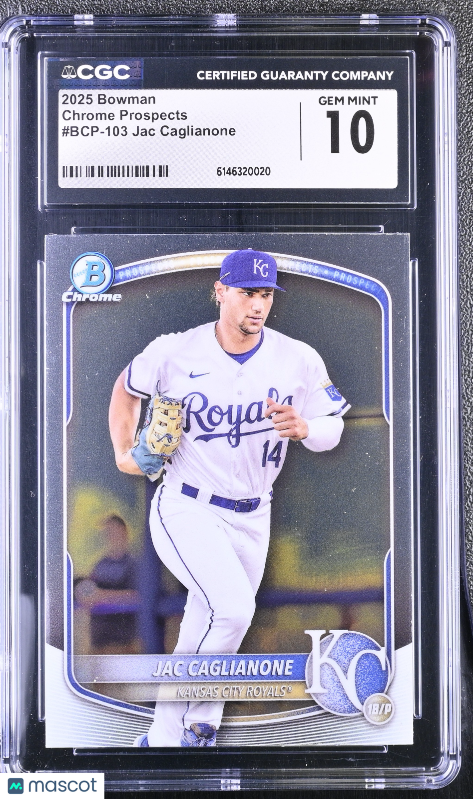 2025 Bowman Jac Caglianone Rookie Chrome Prospects #BCP-103 CGC 10 Royals