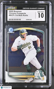 2025 Bowman Nick Kurtz #BCP-114 Chrome Prospects CGC 10