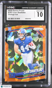 2025 Panini Prizm Cam Skattebo Orange Ice Rookie #363 CGC 10 New York Giants