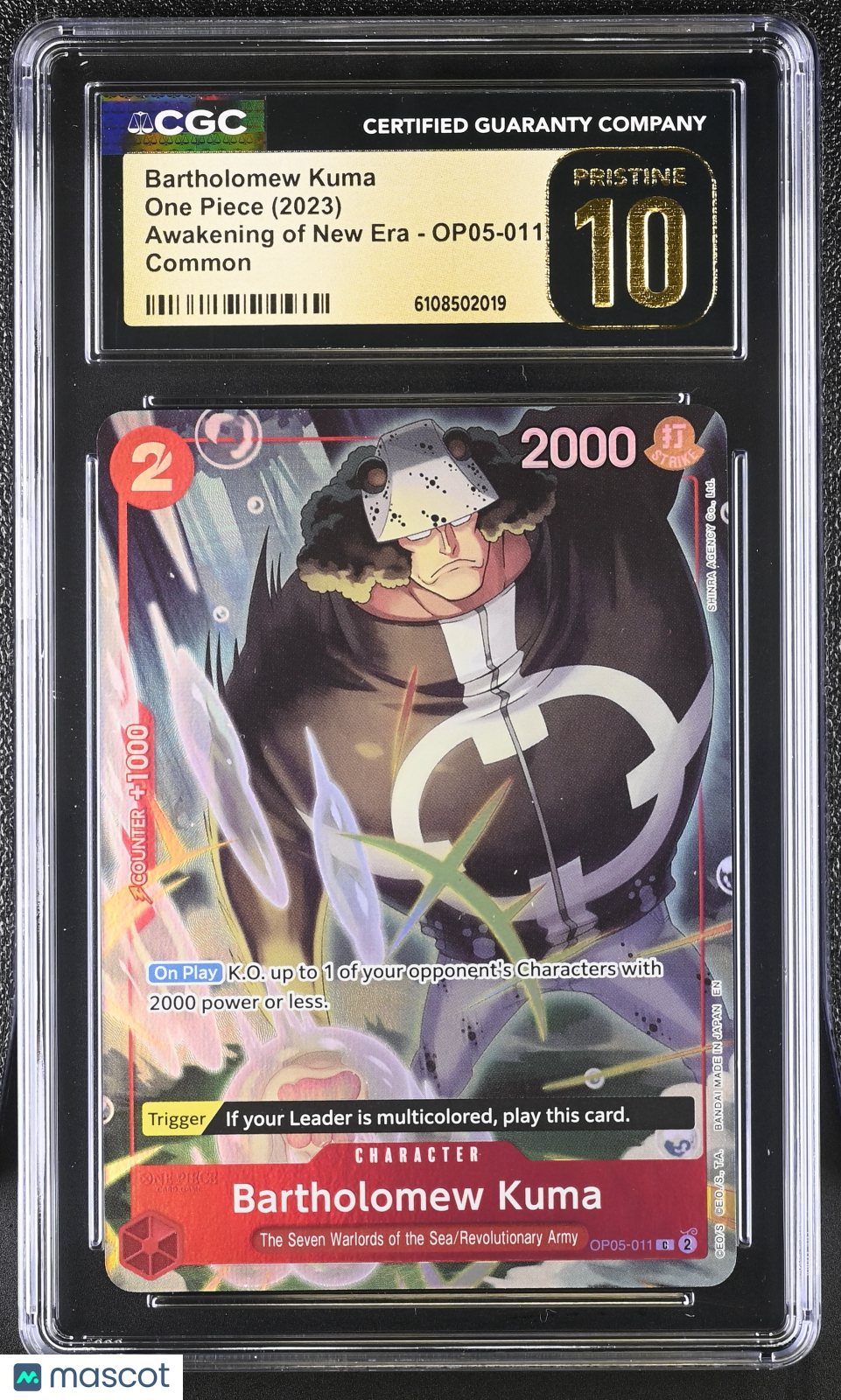 One Piece Awakening Of The New Era Bartholomew Kuma CGC 10 #OP05-011 Pristine