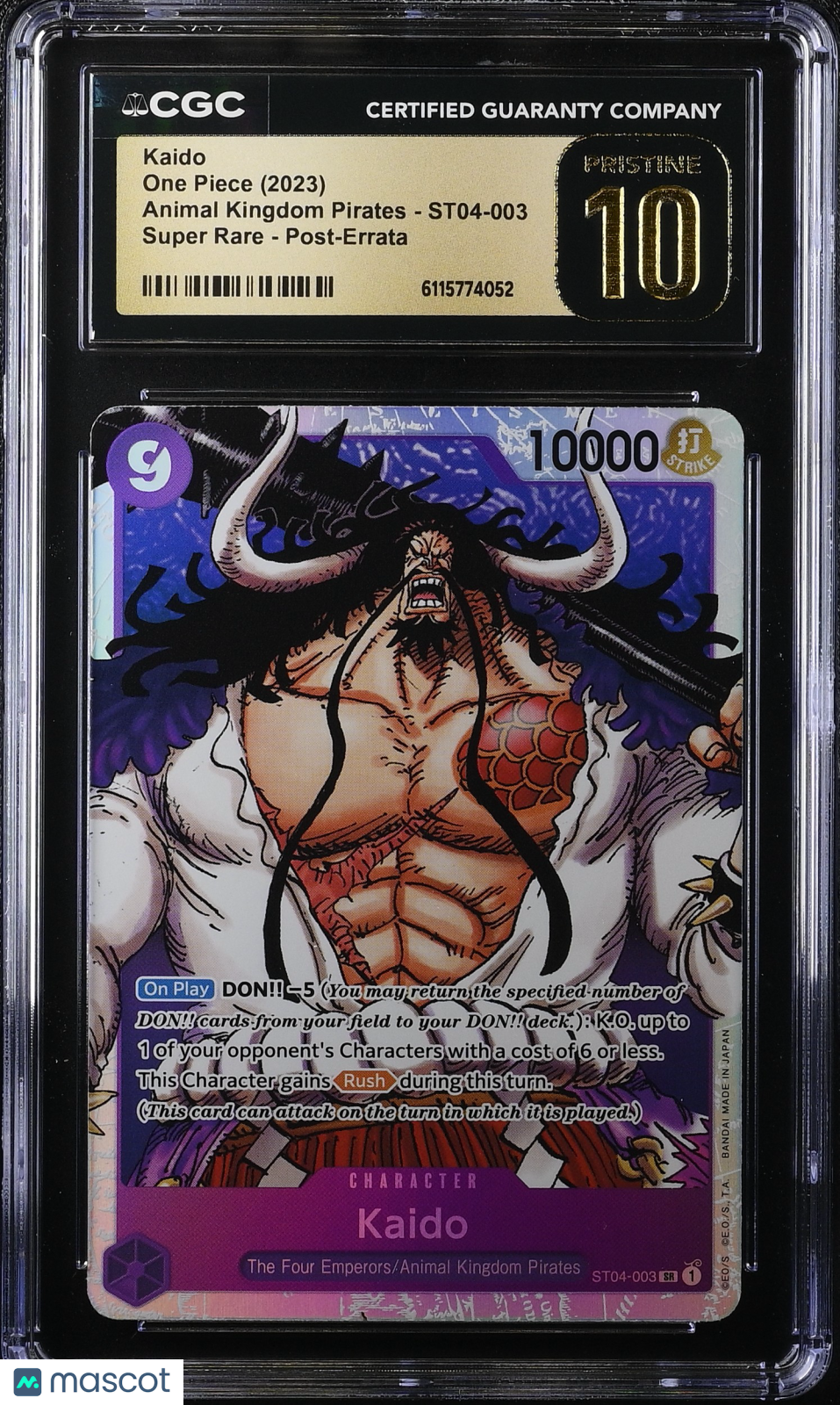 One Piece SD: Animal Kingdom Pirates Kaido Post-Errata CGC 10 #ST04-003 Pristine