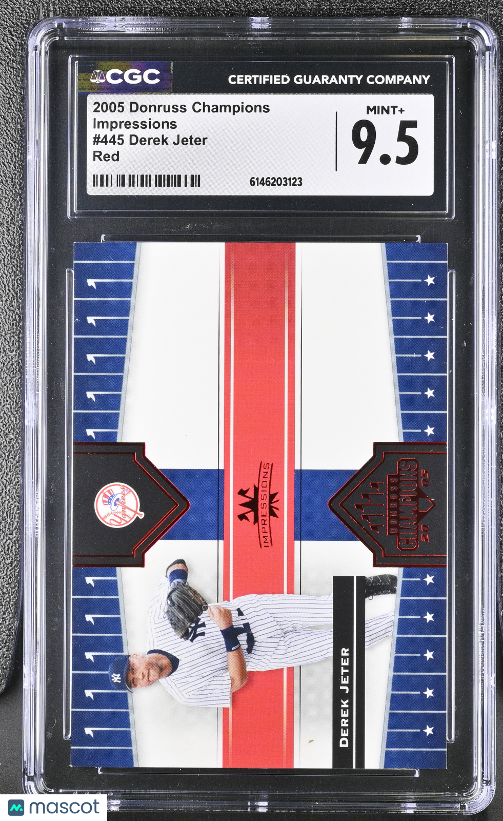 2005 Donruss Champions Derek Jeter Red Impressions #445 CGC 9.5 New York Yankees