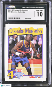 1991-92 Hoops Mcdonald's Dikembe Mutombo Rookie #48 CGC 10 Denver Nuggets