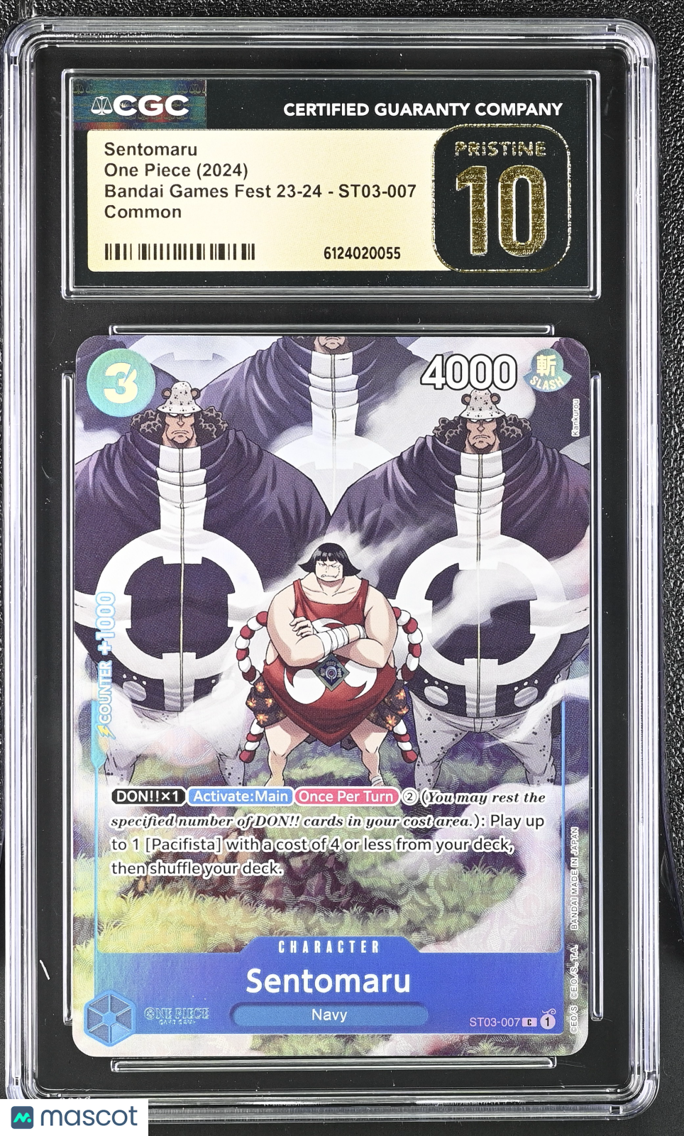 2024 One Piece Bandai Games Fest 23-24 Sentomaru CGC 10 #ST03-007 Pristine