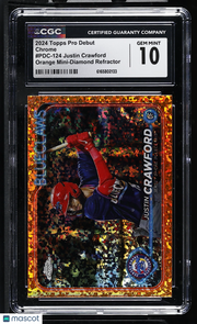 2024 Topps Pro Debut Justin Crawford Orange Mini-Diamond /25 Chrome #124 CGC 10