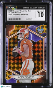 2023 Bowman University Best Cade Klubnik Gold /50 Rookie #3 CGC 10 Clemson