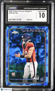 2024 Topps Chrome Sapphire Bo Nix Rookie #206 CGC 10 Denver Broncos