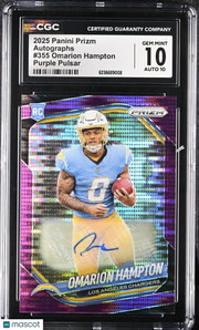 2025 Panini Prizm Omarion Hampton Purple Pulsar Rookie Auto #355 CGC 10 Chargers