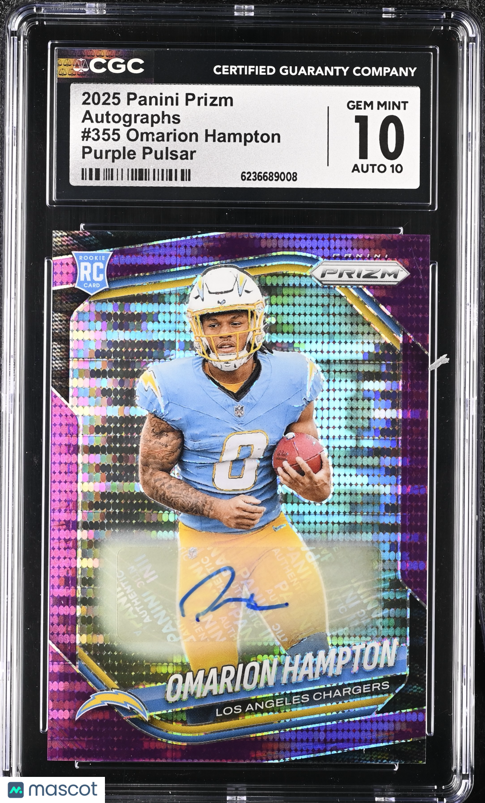2025 Panini Prizm Omarion Hampton Purple Pulsar Rookie Auto #355 CGC 10 Chargers