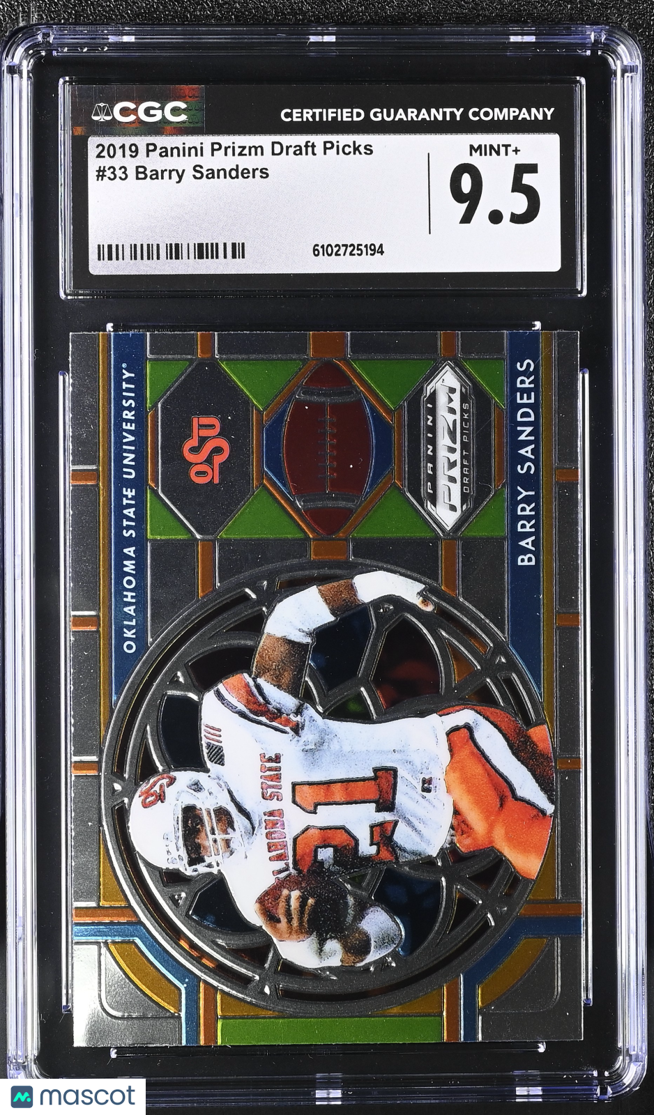 2019 Panini Prizm Draft Picks Barry Sanders #33 CGC 9.5 Oklahoma State Cowboys