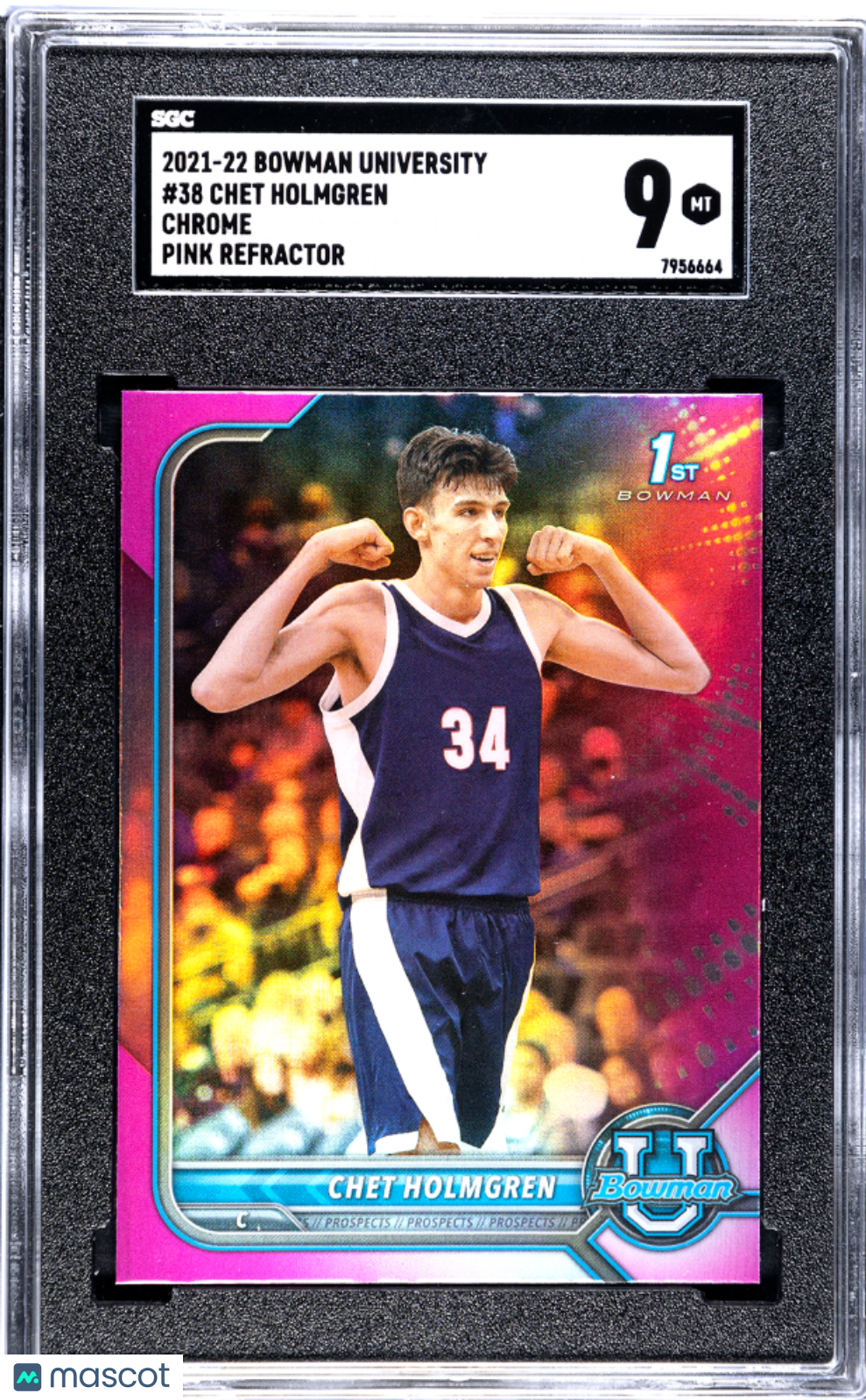 2021 Bowman University Chet Holmgren Chrome Pink Refractor #38 SGC 9