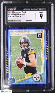 2025 Donruss Optic Will Howard Purple Shock Rookie #233 CGC 9 Pittsburgh Steelers