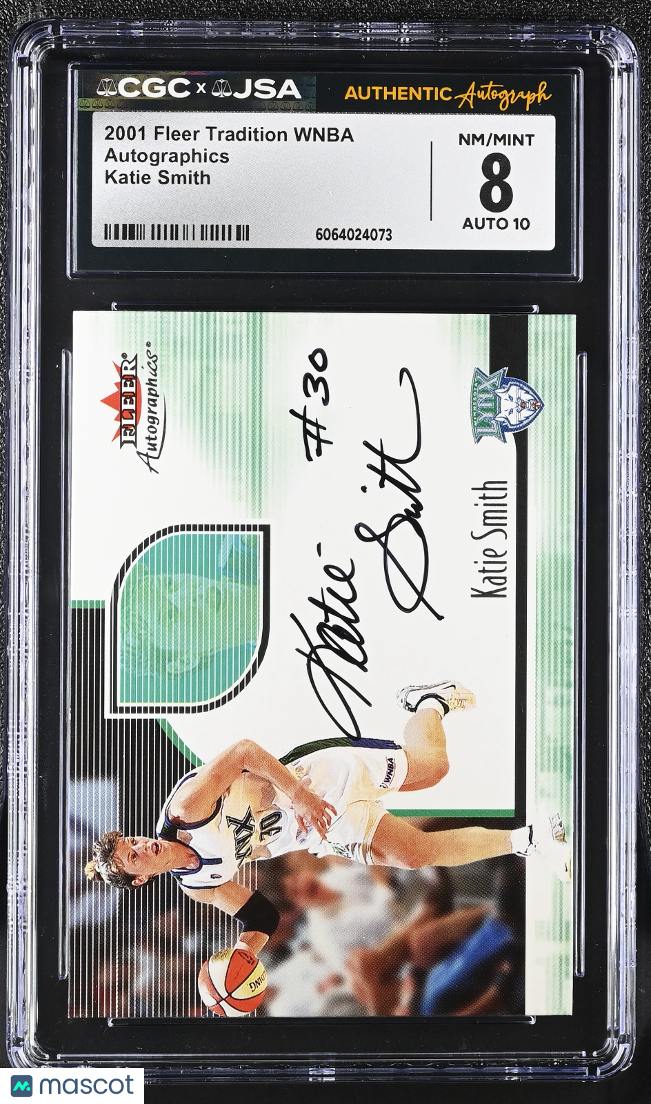 2001 Fleer Tradition WNBA Katie Smith Autographics CGC 8 JSA Minnesota Lynx