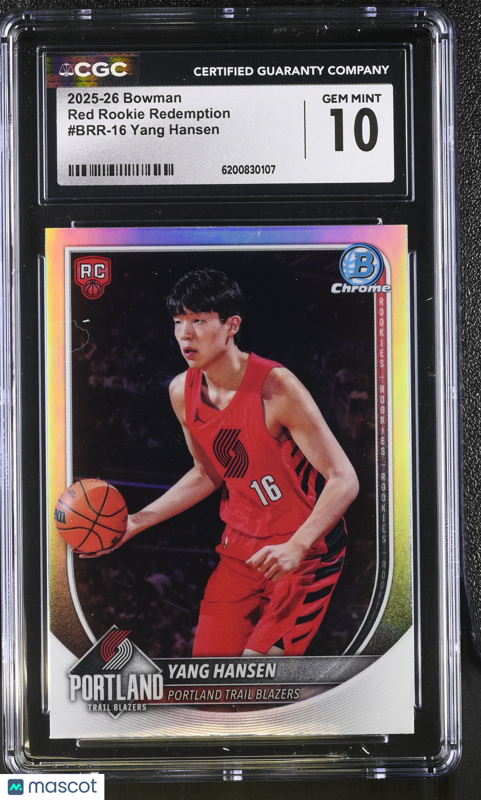 2025-26 Bowman Yang Hansen Red Rookie Redemption #BRR-16 CGC 10 Trail Blazers