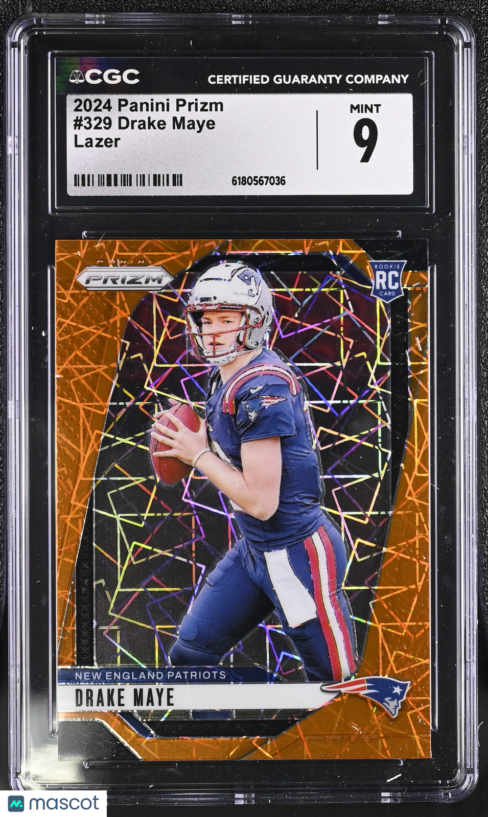 2024 Panini Prizm Drake Maye Lazer Rookie #329 CGC 9 New England Patriots