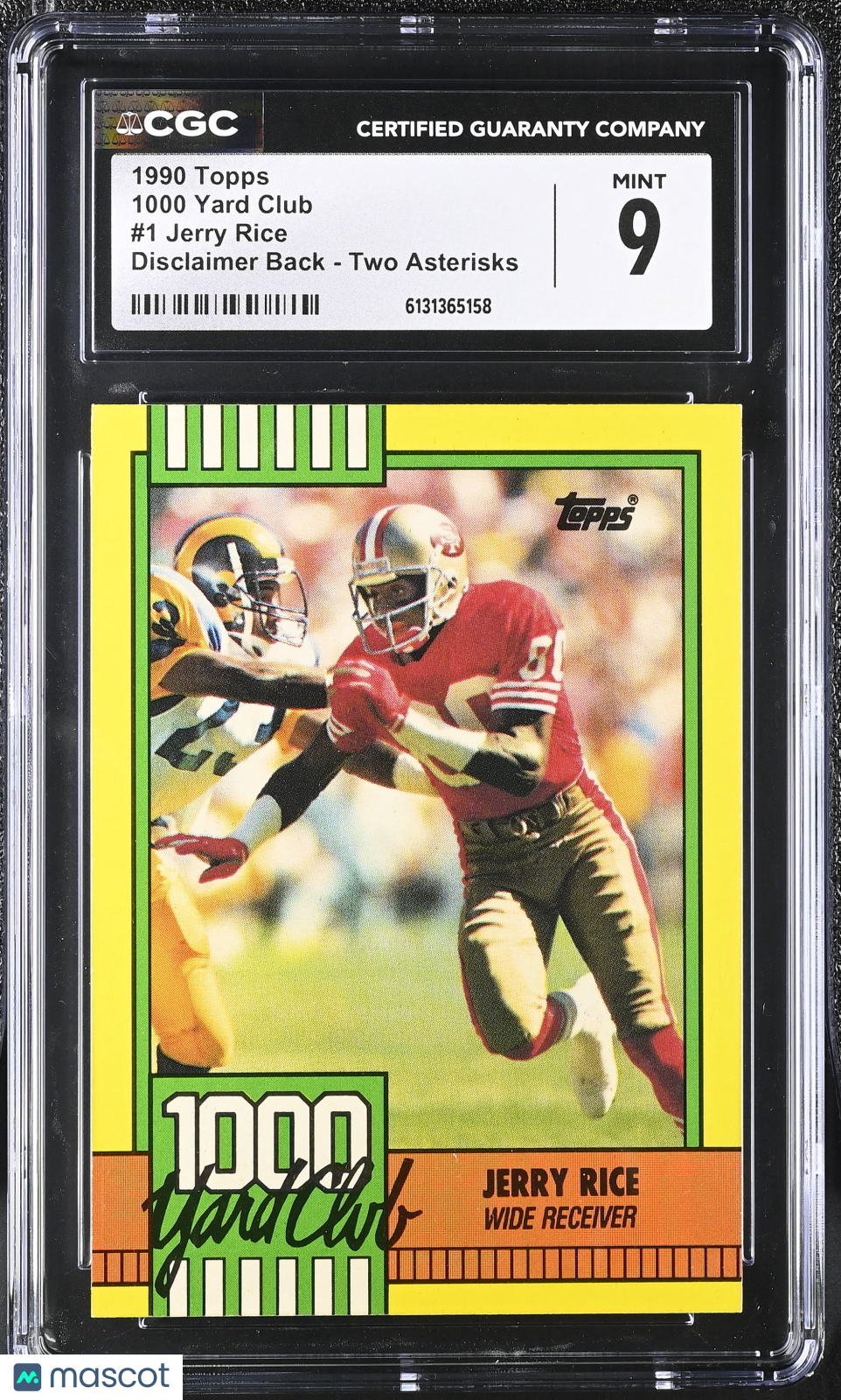 1990 Topps Jerry Rice Two Asterisks 1000 Yard Club #1 CGC 9 San Francisco 49ers