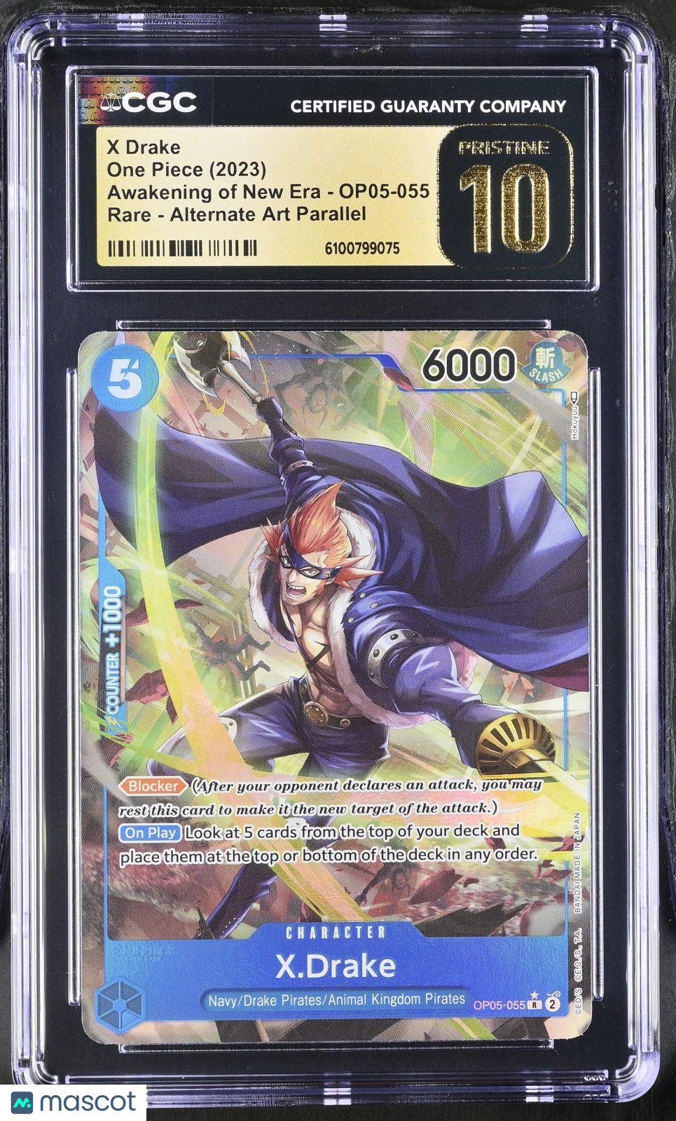 One Piece Awakening Of The New Era Drake Alternate Art CGC 10 OP05-055 Pristine