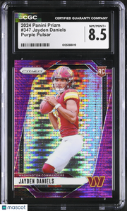 2024 Panini Prizm Jayden Daniels Purple Pulsar Rookie #347 CGC 8.5 Commanders