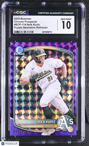 2025 Bowman Nick Kurtz Purple Geometric Refractor /250 Chrome #BCP-114 CGC 10