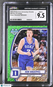 2024-25 Bowman University Chrome Kon Knueppel Green Shimmer #48 CGC 9.5 Duke