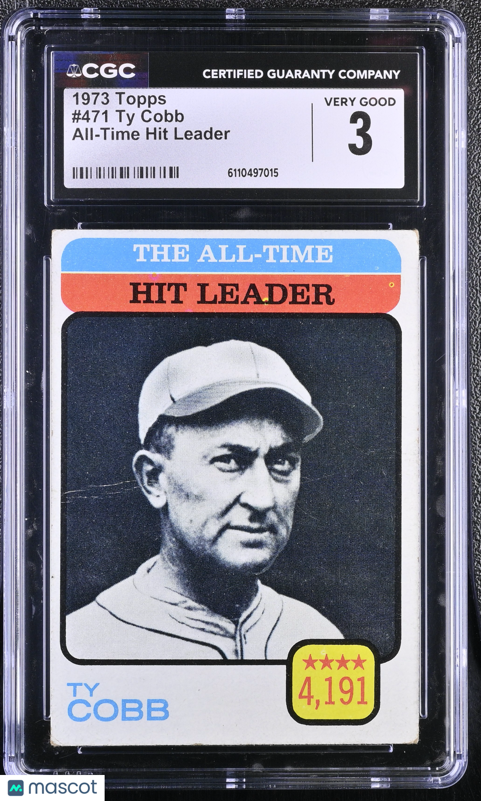 1973 Topps Ty Cobb #471 All-Time Hit Leader CGC 3