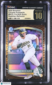 2025 Bowman Nick Kurtz Reptilian Refractor Rookie Chrome BCP-114 CGC 10 Pristine