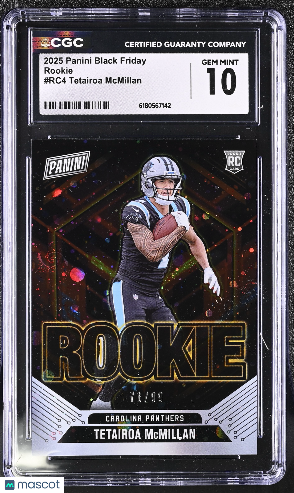 2025 Panini Black Friday Tetairoa McMillan /99 Rookie #RC4 CGC 10 Panthers