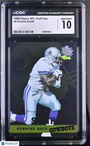 1996 Classic NFL Draft Day Emmitt Smith #5 CGC 10 Dallas Cowboys
