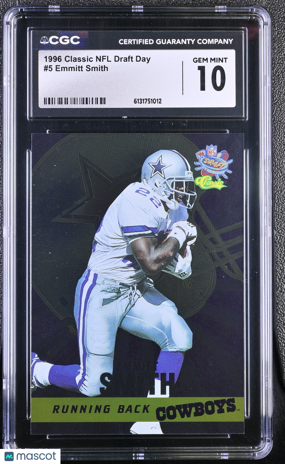1996 Classic NFL Draft Day Emmitt Smith #5 CGC 10 Dallas Cowboys