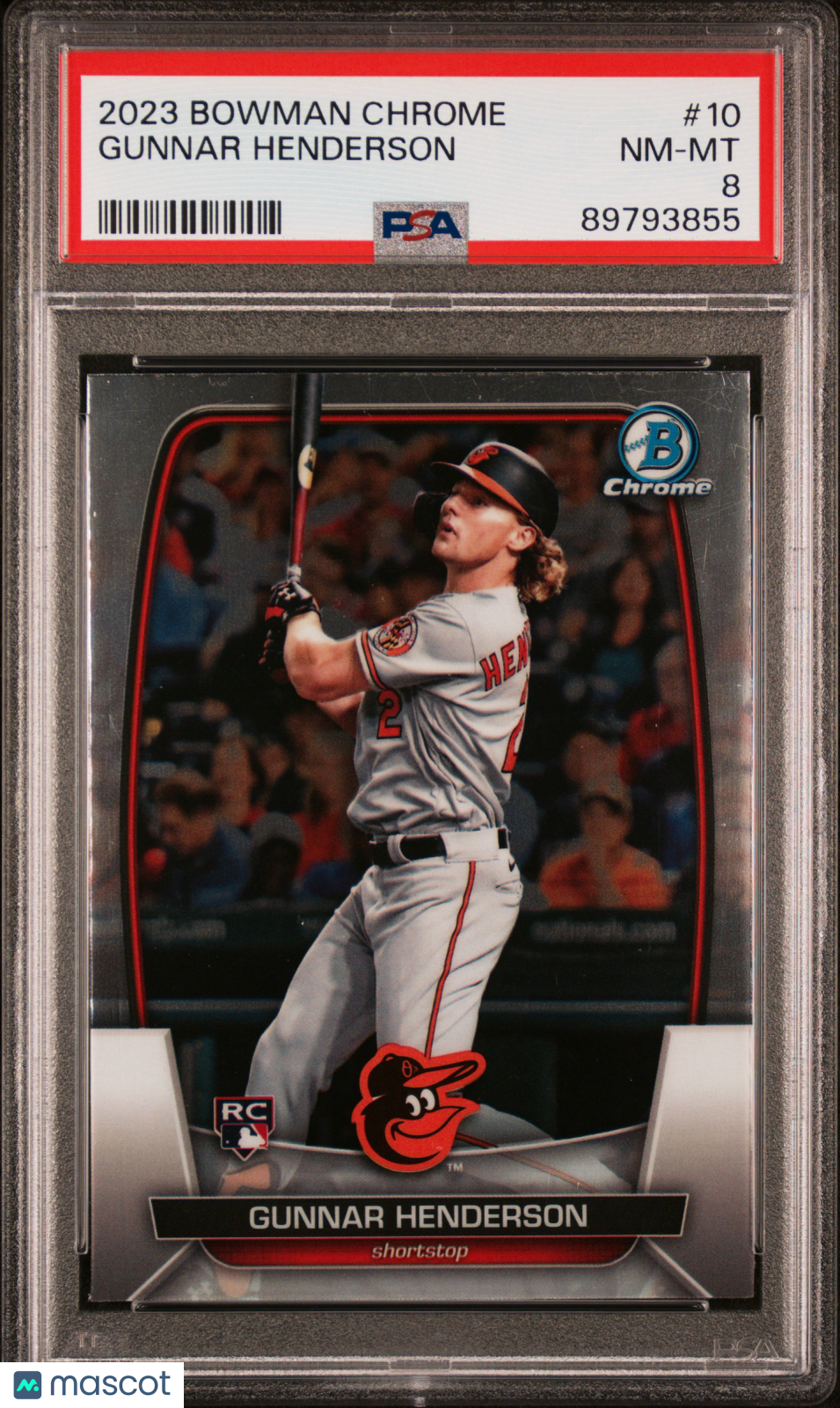 2023 Bowman Chrome Gunnar Henderson Rookie #10 PSA 8 Baltimore Orioles