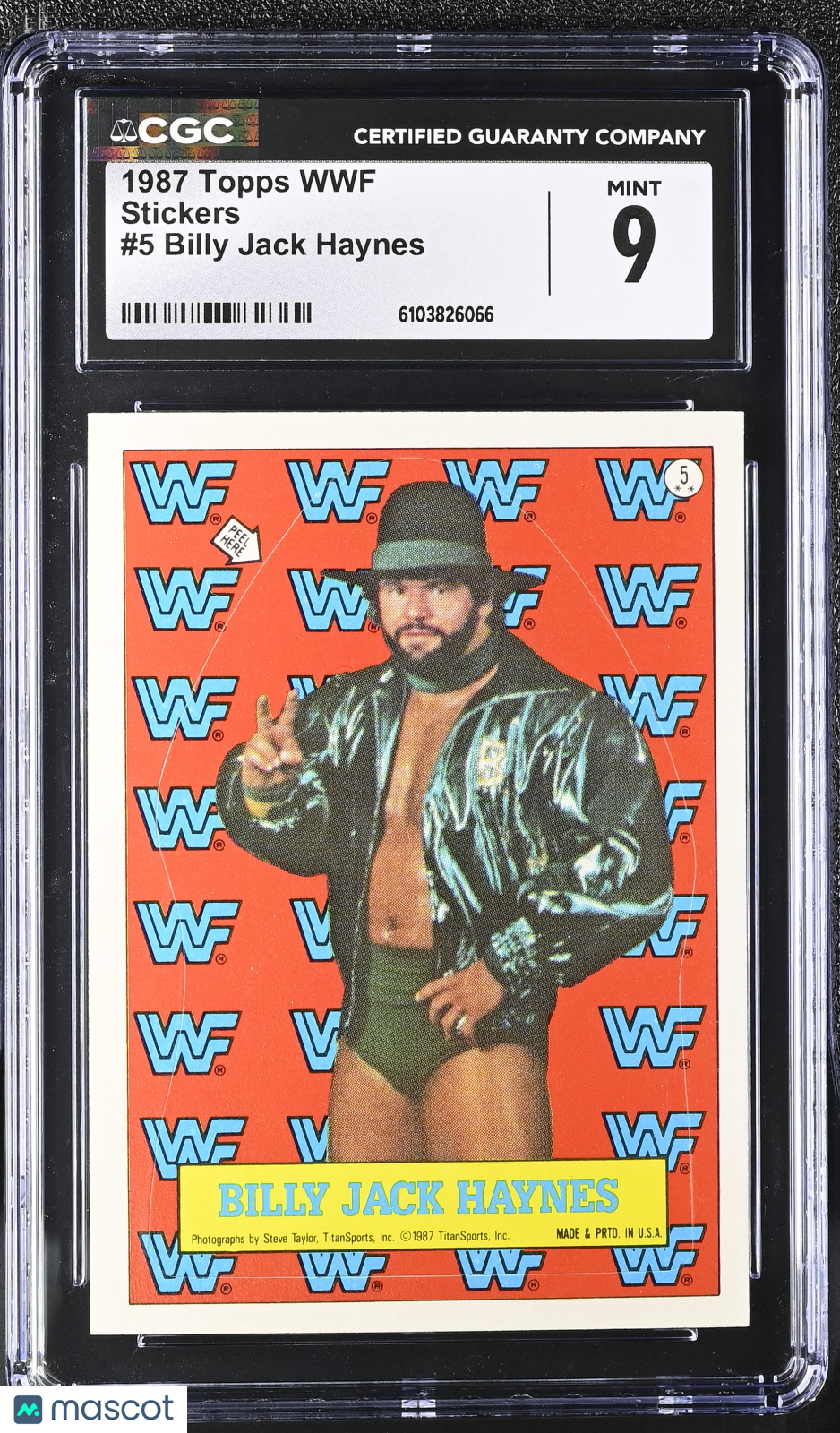 1987 Topps WWF Billy Jack Haynes Stickers #5 CGC 9