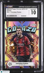 2023-24 Topps Chrome UEFA CC Christian Pulisic Golazo #GL-1 CGC 10 AC Milan