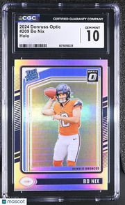 2024 Donruss Optic Bo Nix Holo Rookie #209 CGC 10 Denver Broncos