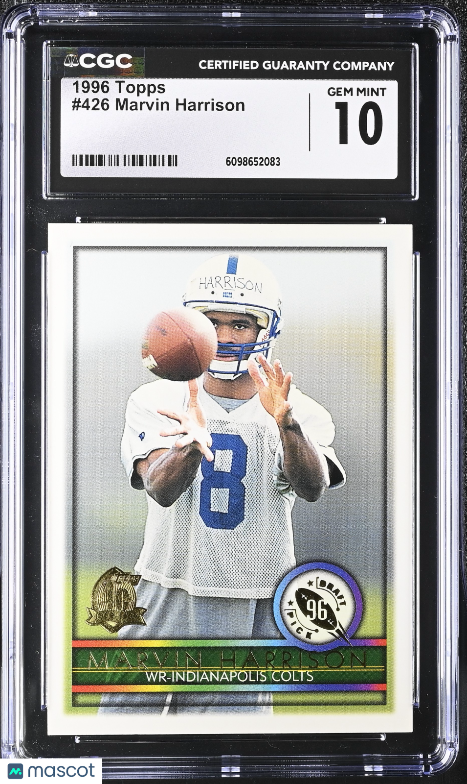 1996 Topps Marvin Harrison Rookie #426 CGC 10 Indianapolis Colts