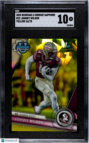 2023 Bowman U Chrome Sapphire Johnny Wilson Yellow /75 Rookie #22 SGC 10