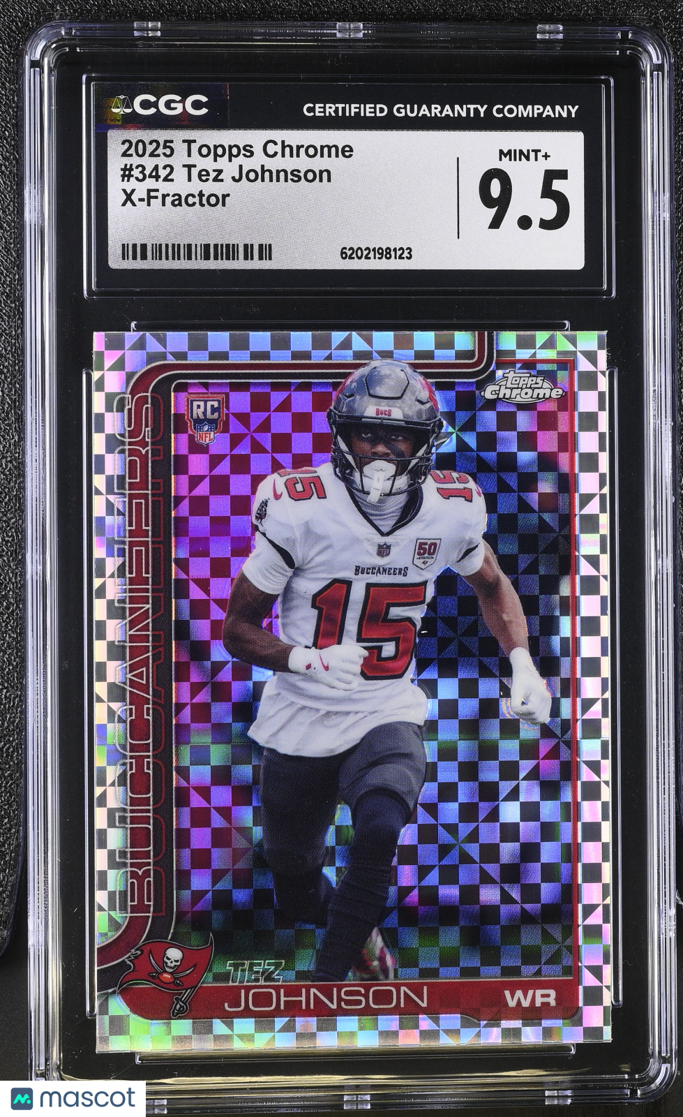2025 Topps Chrome Tez Johnson X-Fractor Rookie #342 CGC 9.5 Tampa Bay Buccaneers