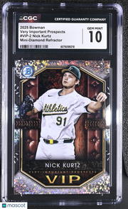 2025 Bowman Nick Kurtz Mini-Diamond Very Important Prospects #VIP-2 CGC 10